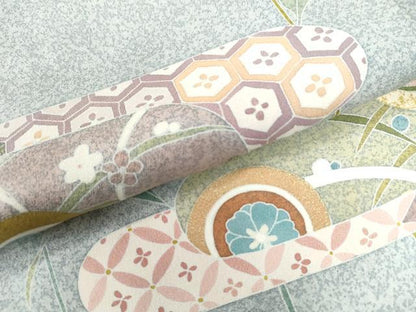 平和屋着物●訪問着 エ霞花蝶丸文 たたき染め 正絹 逸品 CAAU2457yc