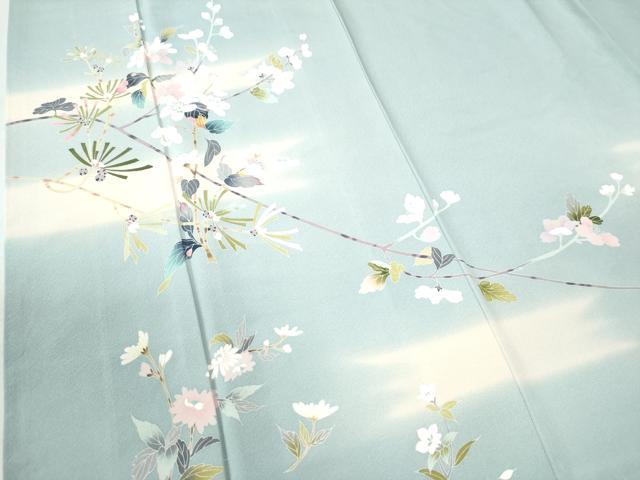 平和屋着物●訪問着 友禅 枝花文 暈し染め 無落款 正絹 逸品 CAAU2458yc