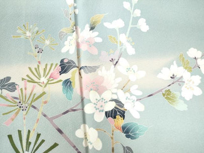 平和屋着物●訪問着 友禅 枝花文 暈し染め 無落款 正絹 逸品 CAAU2458yc