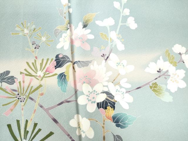 平和屋着物●訪問着 友禅 枝花文 暈し染め 無落款 正絹 逸品 CAAU2458yc
