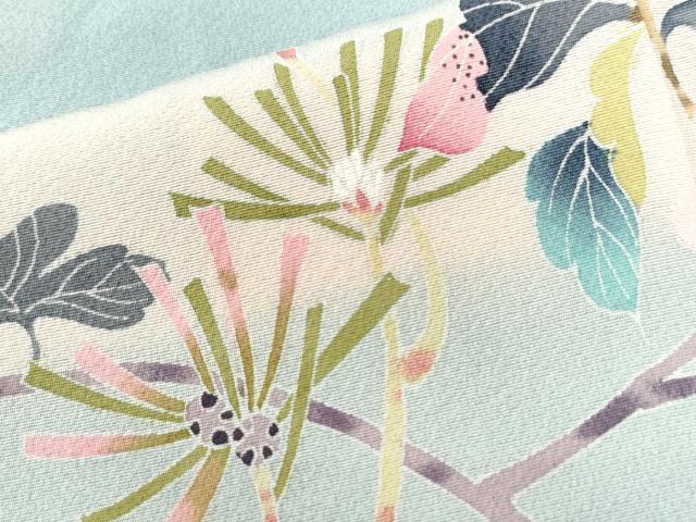 平和屋着物●訪問着 友禅 枝花文 暈し染め 無落款 正絹 逸品 CAAU2458yc