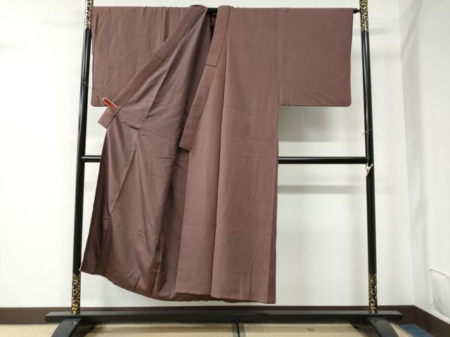 平和屋着物●男性　色無地　宗伝唐茶色　キングサイズ　正絹　逸品　CAAU2461yc