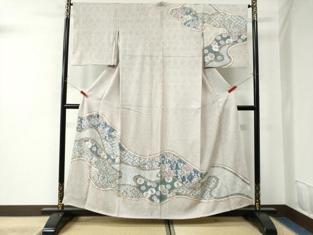 平和屋着物●名門 藤娘きぬたや・総絞り 中国三大刺繍 スワトウ刺繍 総刺繍 訪問着 吉祥花唐草文 正絹 逸品 CAAU2468yc