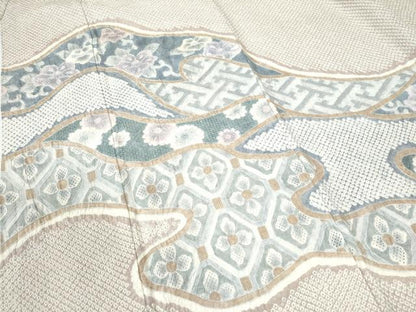 平和屋着物●名門 藤娘きぬたや・総絞り 中国三大刺繍 スワトウ刺繍 総刺繍 訪問着 吉祥花唐草文 正絹 逸品 CAAU2468yc
