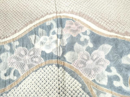 平和屋着物●名門 藤娘きぬたや・総絞り 中国三大刺繍 スワトウ刺繍 総刺繍 訪問着 吉祥花唐草文 正絹 逸品 CAAU2468yc