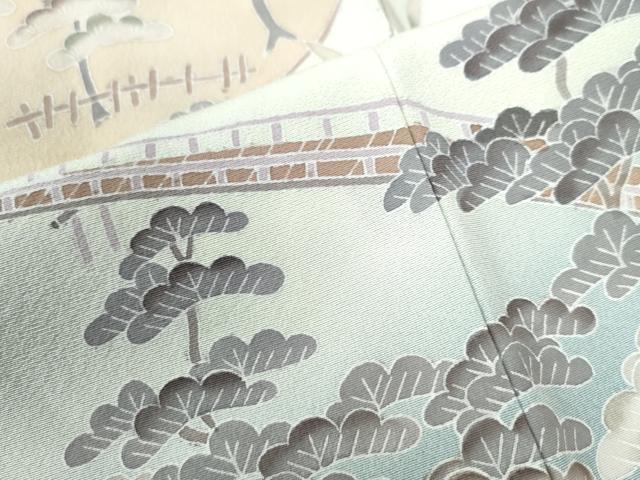 平和屋着物●高級染元　粋峰　林芳夫　京加賀友禅　訪問着　渡り橋松竹梅風景文　暈し染め　正絹　逸品　CAAU2482yc