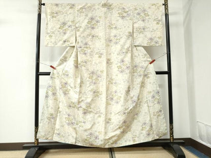 平和屋着物●上質な紬　舞花文　正絹　逸品　CAAU2489yc