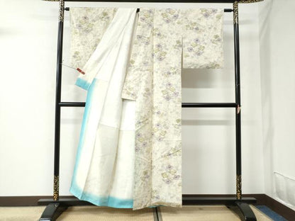 平和屋着物●上質な紬　舞花文　正絹　逸品　CAAU2489yc