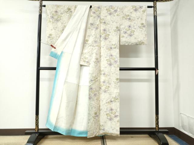 平和屋着物●上質な紬　舞花文　正絹　逸品　CAAU2489yc