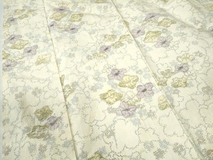 平和屋着物●上質な紬　舞花文　正絹　逸品　CAAU2489yc