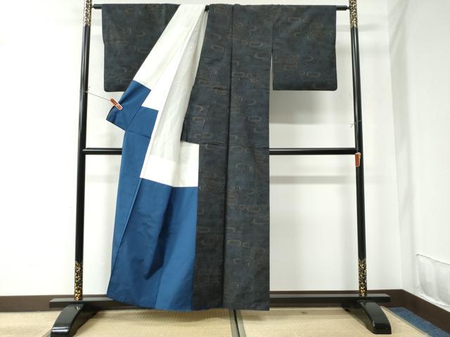 平和屋着物●本場大島紬　流水文　正絹　逸品　CAAU2490yc