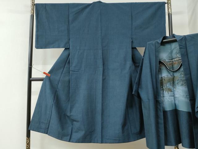 平和屋着物●男性 紬 アンサンブル 霞文 正絹 逸品 CAAU2500yc