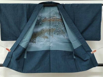 平和屋着物●男性 紬 アンサンブル 霞文 正絹 逸品 CAAU2500yc