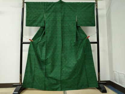 平和屋着物●上質な紬　麻の葉文様　正絹　逸品　CAAU2501yc