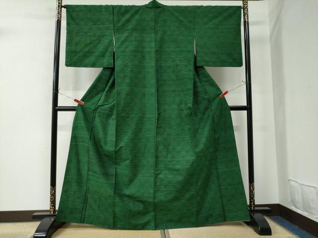 平和屋着物●上質な紬　麻の葉文様　正絹　逸品　CAAU2501yc