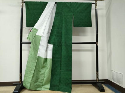 平和屋着物●上質な紬　麻の葉文様　正絹　逸品　CAAU2501yc