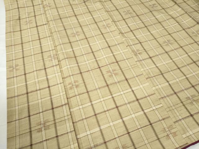 平和屋着物●上質な紬 格子吉祥文 正絹 逸品 CAAU2502yc