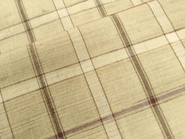 平和屋着物●上質な紬 格子吉祥文 正絹 逸品 CAAU2502yc
