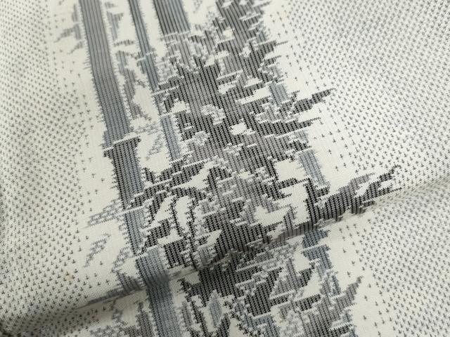 平和屋着物●本場大島紬 白大島 総絣 笹竹文 正絹 逸品 CAAU2514yc