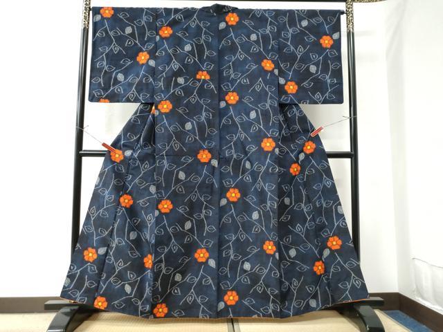 平和屋着物●上質な紬　枝花文　正絹　逸品　CAAU2530yc