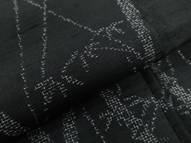 平和屋着物●上質な紬 笹竹文 黒地 正絹 逸品 CAAU2535yc