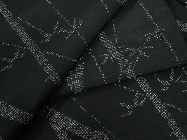 平和屋着物●上質な紬 笹竹文 黒地 正絹 逸品 CAAU2535yc