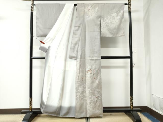 平和屋着物●訪問着　総刺繍　草花文　金糸　正絹　逸品　未使用　CAAU2536yc