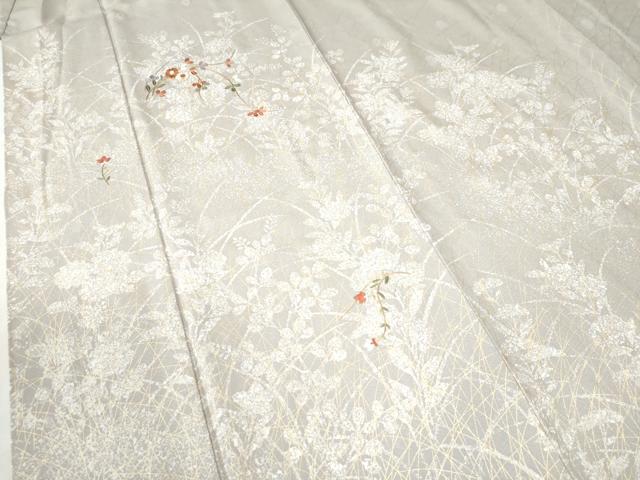 平和屋着物●訪問着　総刺繍　草花文　金糸　正絹　逸品　未使用　CAAU2536yc