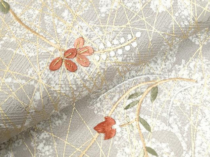 平和屋着物●訪問着　総刺繍　草花文　金糸　正絹　逸品　未使用　CAAU2536yc