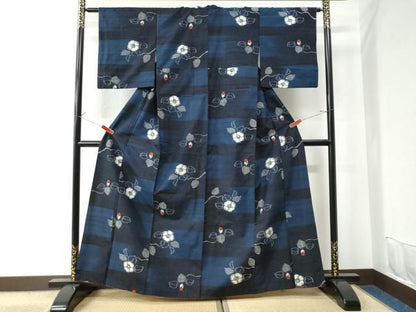 平和屋着物●上質な紬 枝花文 正絹 逸品 CAAU2569yc