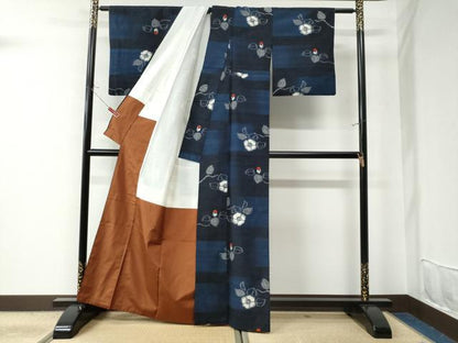 平和屋着物●上質な紬 枝花文 正絹 逸品 CAAU2569yc