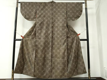 平和屋着物●本場大島紬　アンティーク大島　菱吉祥文　正絹　逸品　CAAU2573yc