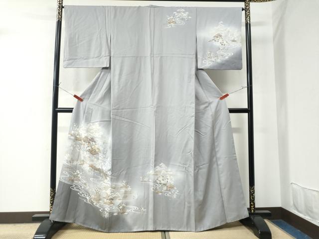 平和屋着物●訪問着 流水松竹梅渡り橋風景文 暈し染め 金彩 正絹 逸品 CAAU2589yc