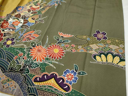 平和屋着物●豪華振袖 紅型 松竹梅花文 正絹 逸品 CAAU2605yc