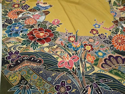 平和屋着物●豪華振袖 紅型 松竹梅花文 正絹 逸品 CAAU2605yc
