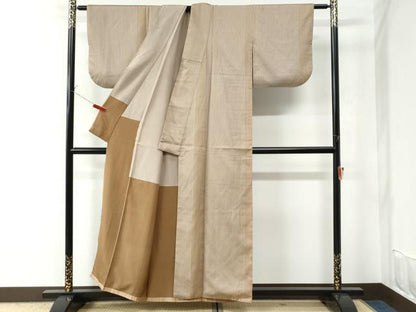 平和屋着物●上質なお召 間道 正絹 逸品 CAAU2620yc
