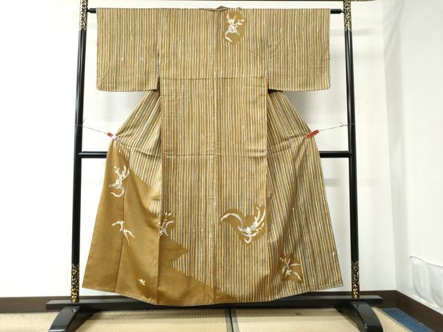 平和屋着物●訪問着　紬地　草花文　正絹　逸品　未使用　CAAU2630yc