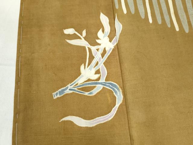 平和屋着物●訪問着　紬地　草花文　正絹　逸品　未使用　CAAU2630yc