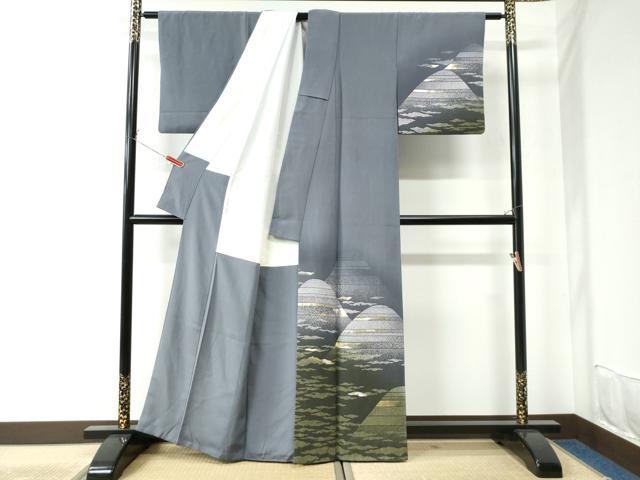 平和屋着物●訪問着　作家物　一世風美　霞遠山文　暈し染め　金彩　正絹　逸品　CAAU2633yc
