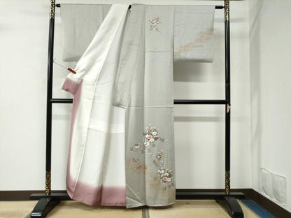 平和屋着物●訪問着 立波草花絵巻文 金彩 正絹 逸品 CAAU2642yc
