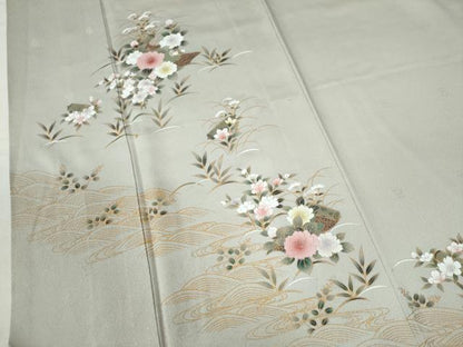 平和屋着物●訪問着 立波草花絵巻文 金彩 正絹 逸品 CAAU2642yc