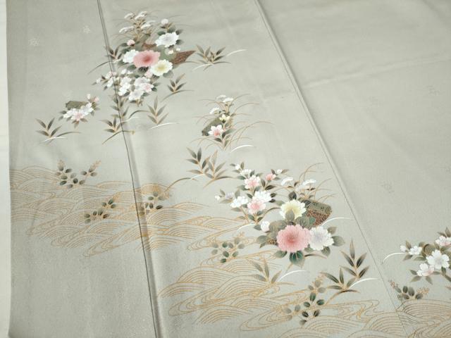平和屋着物●訪問着 立波草花絵巻文 金彩 正絹 逸品 CAAU2642yc