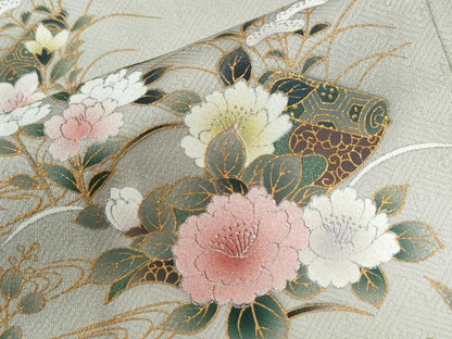 平和屋着物●訪問着 立波草花絵巻文 金彩 正絹 逸品 CAAU2642yc