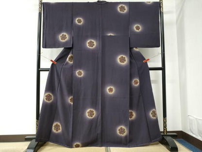 平和屋着物●上質な小紋　雪輪更紗花唐草文　蛍暈し　正絹　逸品　未使用　CAAU2655yc