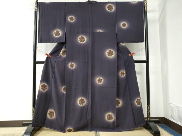 平和屋着物●上質な小紋　雪輪更紗花唐草文　蛍暈し　正絹　逸品　未使用　CAAU2655yc