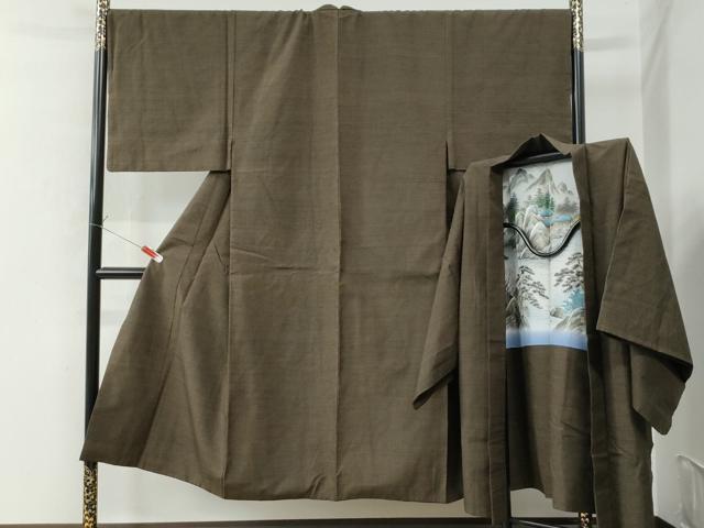 平和屋着物●男性　結城紬　アンサンブル　100亀甲　総詰め　正絹　逸品　CAAU2662yc