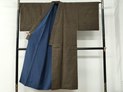 平和屋着物●男性　結城紬　アンサンブル　100亀甲　総詰め　正絹　逸品　CAAU2662yc