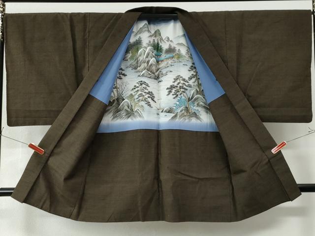 平和屋着物●男性　結城紬　アンサンブル　100亀甲　総詰め　正絹　逸品　CAAU2662yc