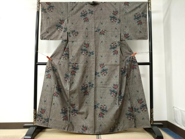 平和屋着物●本場大島紬　9マルキ　枝花文　正絹　逸品　未使用　CAAU2667yc 平和屋着物○本場大島紬 9マルキ 枝花文 正絹 逸品 未使用 CAAU2667yc