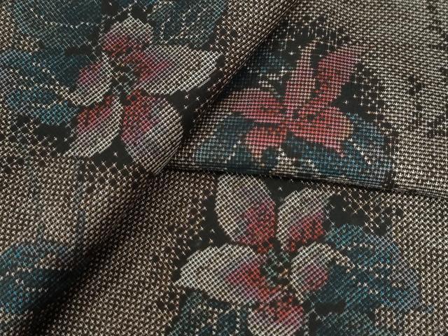 平和屋着物○本場大島紬 9マルキ 枝花文 正絹 逸品 未使用 CAAU2667yc